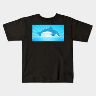 Dolphin Leaping In Front Of Grid Balls Kids T-Shirt